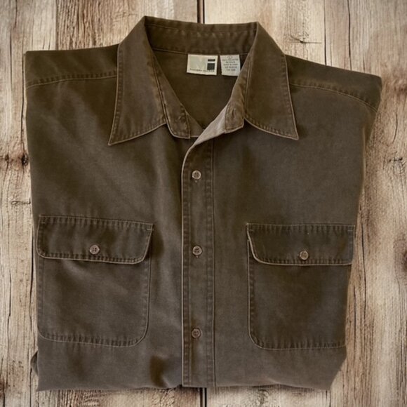 Modern Images Men's button down shirt Size LG Dark brown - Picture 1 of 5